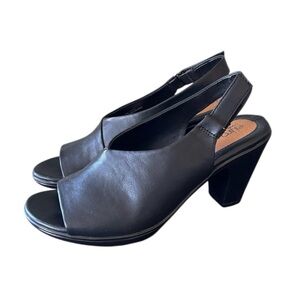 Eurosoft‎ by Sofft Vannie Black Leather Slingback Heels Size 7